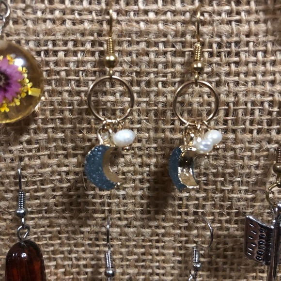 Jewelry - Druzy Moon & Pearl Earrings